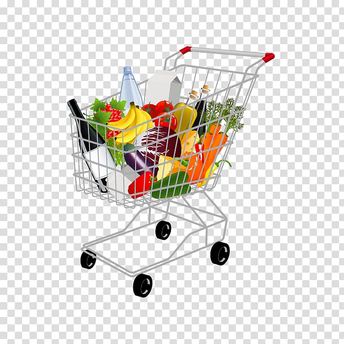 Supermarket Grocery store Shopping cart , Supermarket shopping cart element panels transparent background PNG clipart