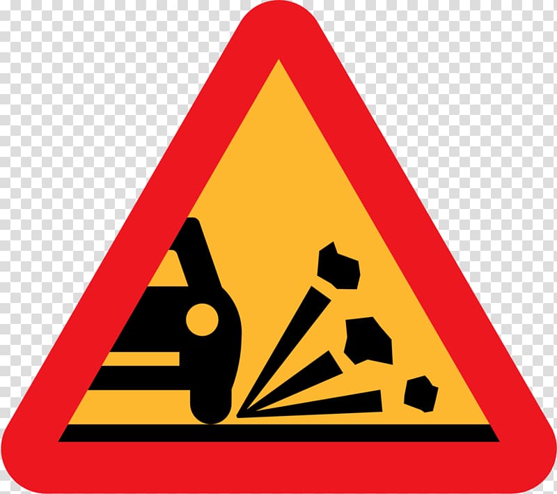 Traffic sign Loose chippings Gravel road Warning sign, Traffic Signs transparent background PNG clipart