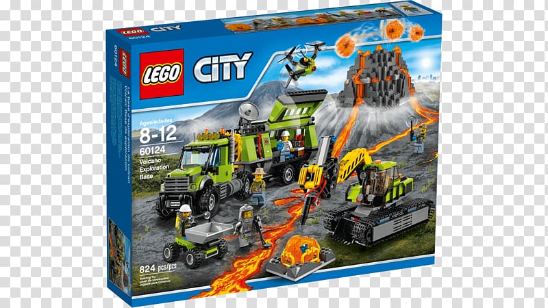 LEGO 60124 City Volcano Exploration Base Lego City Toy Volcano Explorers, toy transparent background PNG clipart