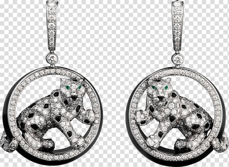 Earring Leopard Cartier Jewellery Emerald, leopard transparent background PNG clipart