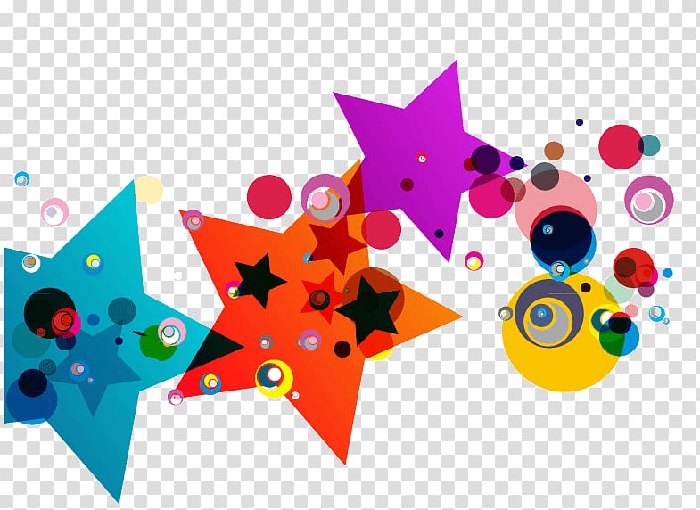 Colorful hand-painted stars transparent background PNG clipart