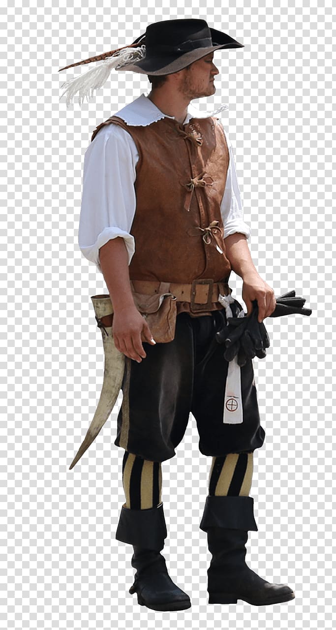 man wearing pirate attire, Soldier Holding Gloves transparent background PNG clipart
