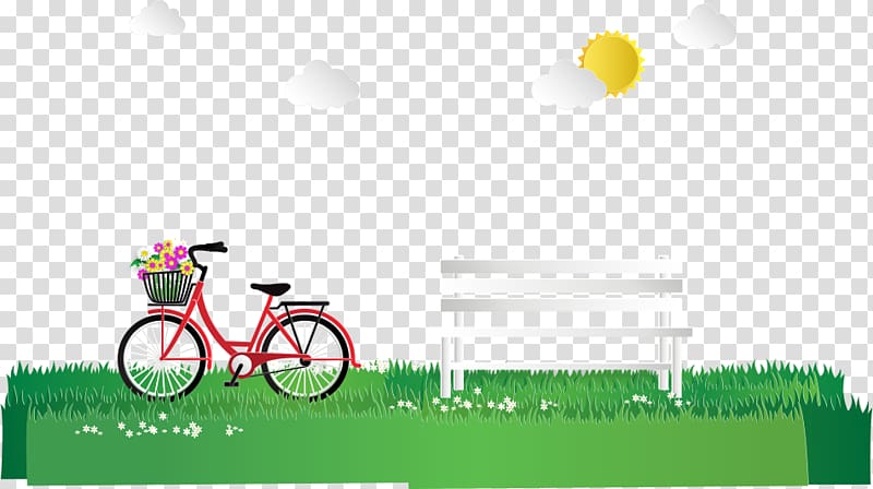 Folding bicycle Illustration, Bicycle green grass transparent background PNG clipart