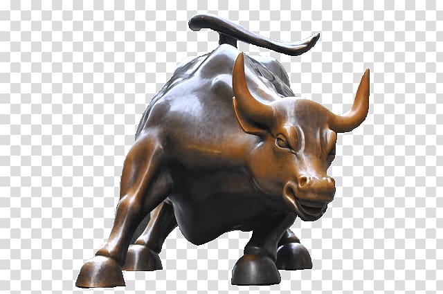 Charging Bull Wall Street Cattle Bronze sculpture, Wall Street transparent background PNG clipart