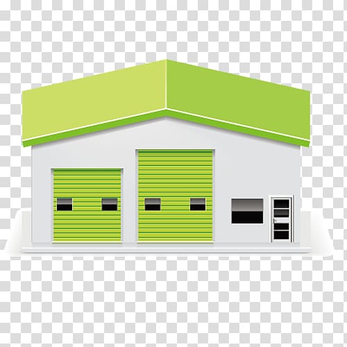 Warehouse Icon, Environmental green warehouse transparent background PNG clipart