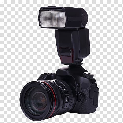 Digital SLR Camera lens Flash Single-lens reflex camera, SLR camera electronics material Free transparent background PNG clipart