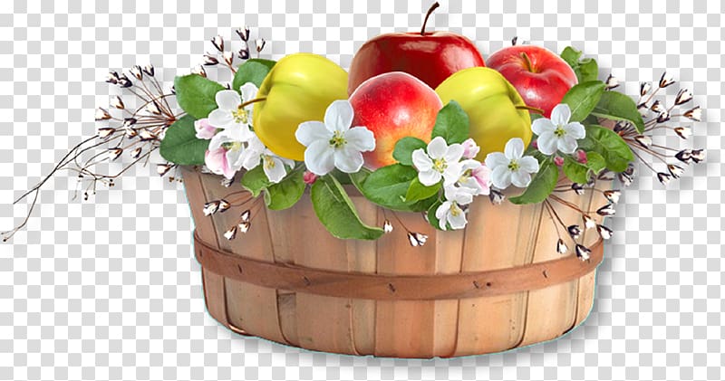 Food Gift Baskets Floral design, apple basket transparent background PNG clipart