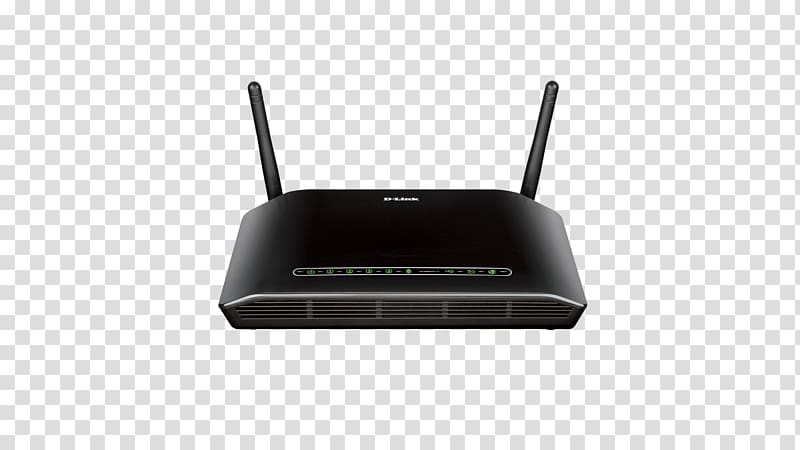 DSL modem D-Link ADSL2 + modem/router, 802.11 b/g/n, 300Mpbs, 4xRJ45, 1xWAN, ..., router transparent background PNG clipart