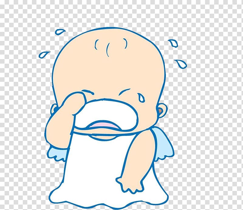 Crying Child Cartoon, A baby with a headache transparent background PNG clipart