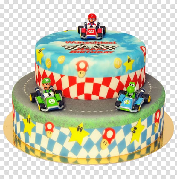 Birthday cake Super Mario World 2: Yoshi\'s Island Super Mario Kart Torte, mario transparent background PNG clipart