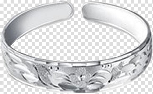 Silver Bracelet Bangle, Carved silver bracelet wide creative transparent background PNG clipart