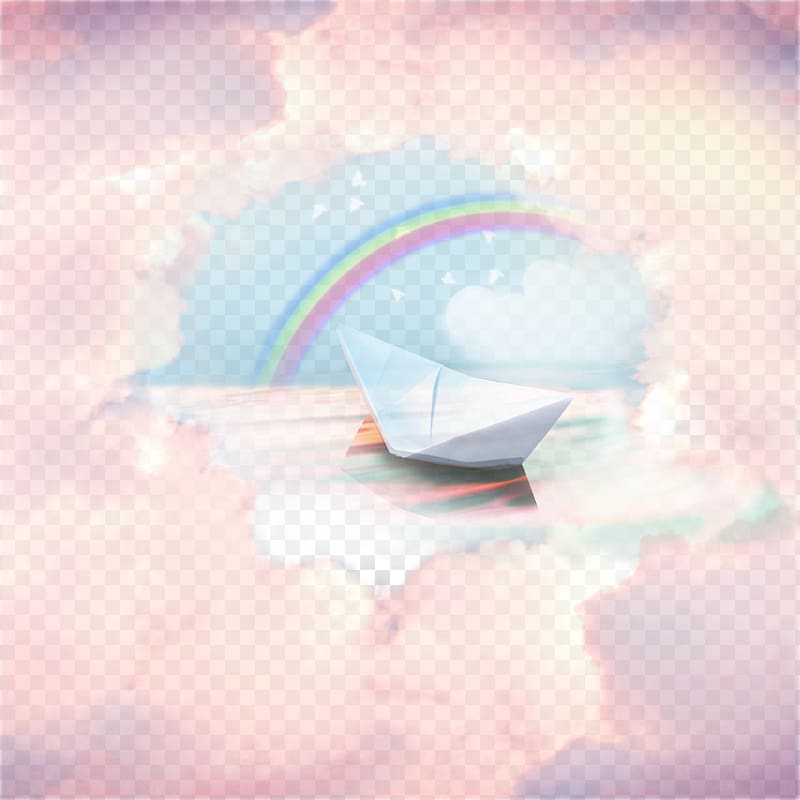 Designer Rainbow, Paper boat transparent background PNG clipart