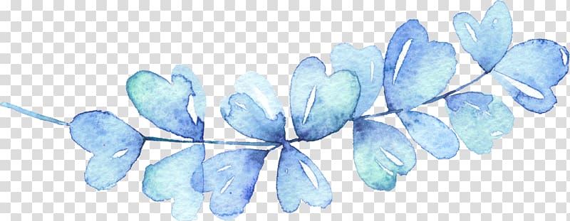 purple petaled flowers illustration, Blue Watercolor painting Leaf Icon, Blue Leaves transparent background PNG clipart