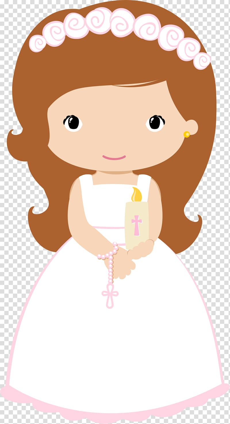 female cartoon character illustration, First Communion Child Eucharist Baptism , communion transparent background PNG clipart