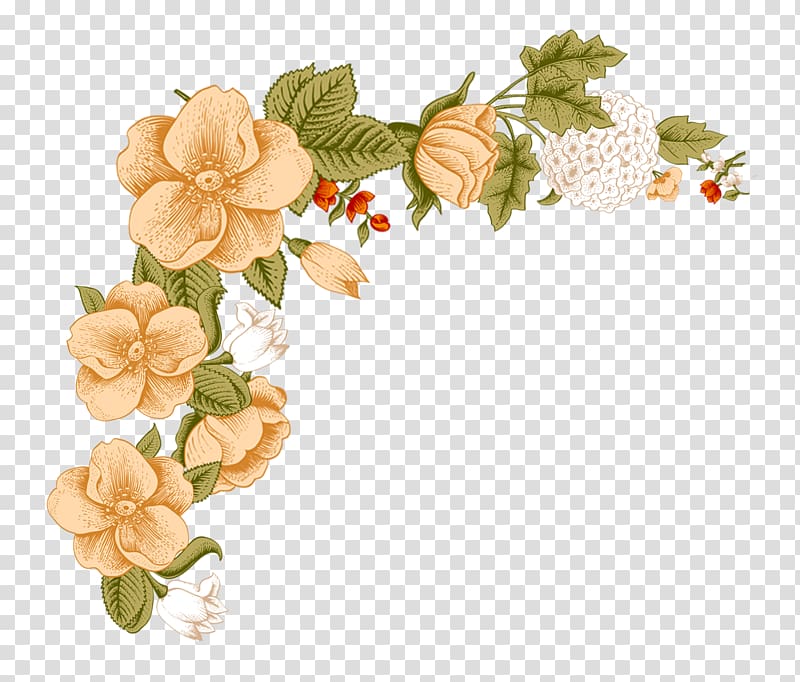 brown flowers illustration, Flower Floral design , Small fresh floral borders transparent background PNG clipart
