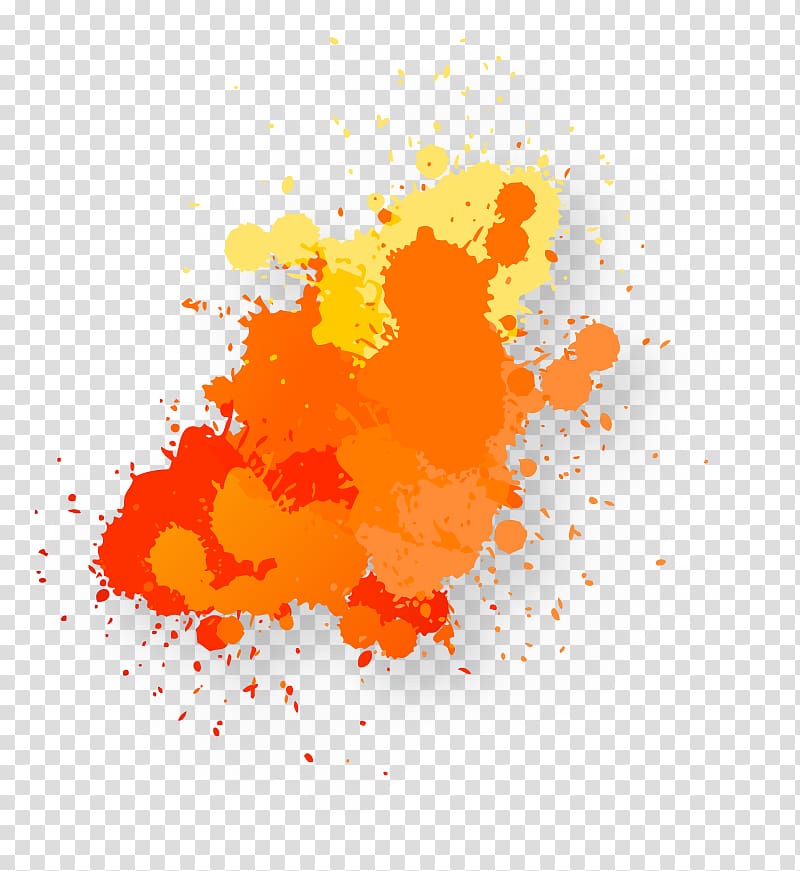 Orange Watercolor painting, Orange watercolor ink droplets transparent background PNG clipart