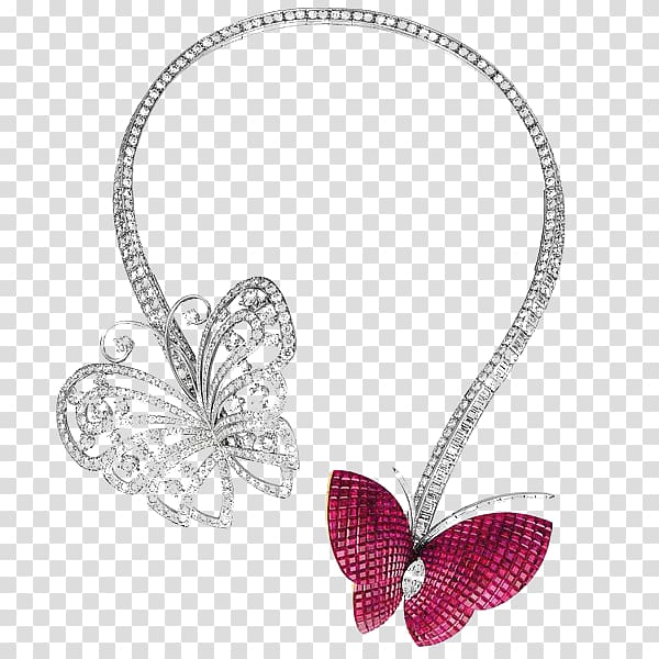 Earring Jewellery Van Cleef & Arpels Gemstone Carat, Butterfly Necklace transparent background PNG clipart