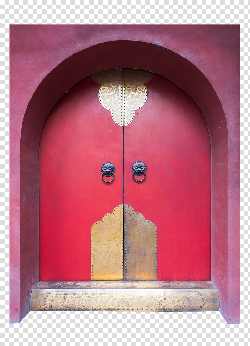 u5927u7d05u9580 Door Arch Red, The arch is inlaid with gold and antique Dahongmen transparent background PNG clipart