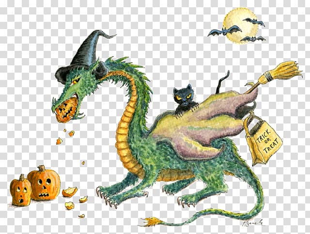Dragon Halloween Trick-or-treating Illustration Holiday, Trick Or Treath transparent background PNG clipart