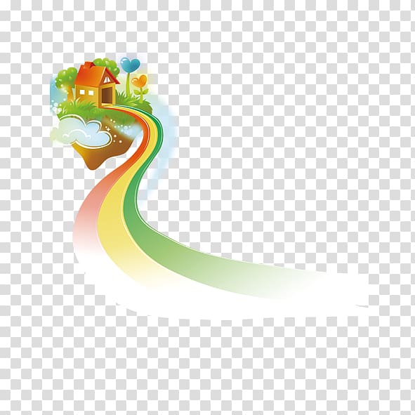 Cartoon Poster Illustration, Rainbow Road transparent background PNG clipart