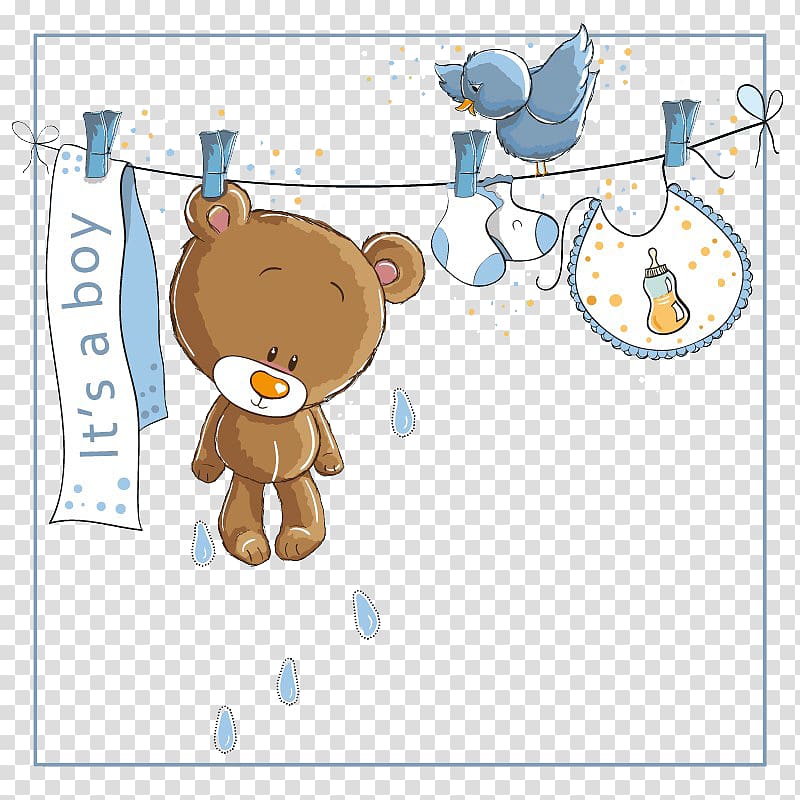 Wedding invitation Baby shower Infant Paper Punchbowl.com, Baby Bear cartoon illustration, brown bear plush toy hanging on string transparent background PNG clipart