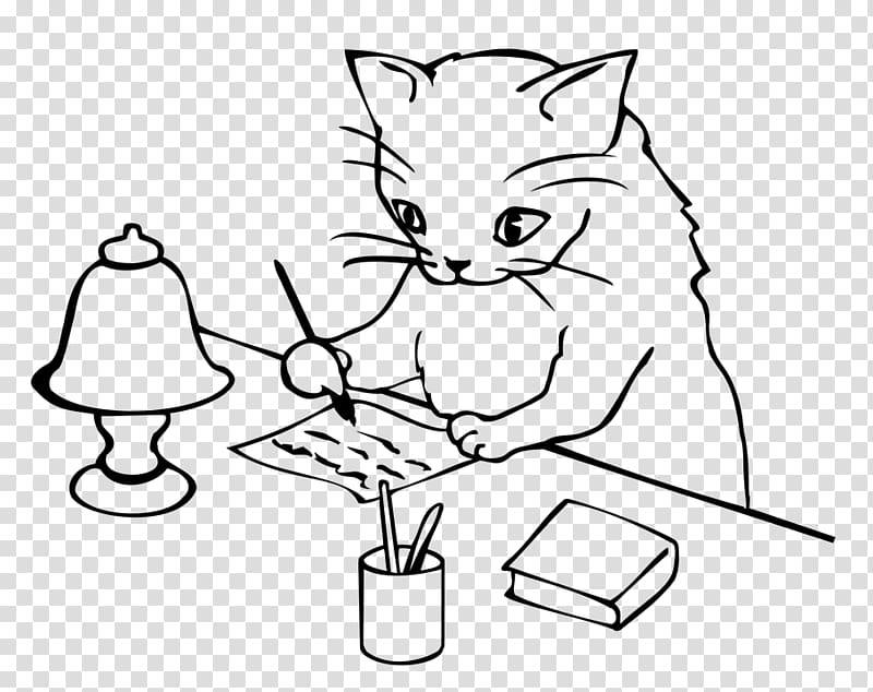 Cat Writing Writer Letter, Cat transparent background PNG clipart