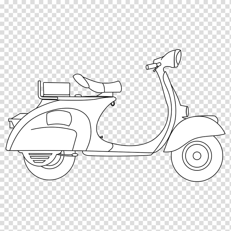 Scooter Vespa Motorcycle Drawing Coloring book, scooter transparent background PNG clipart