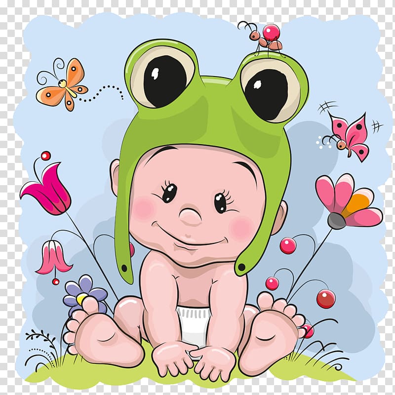 baby wearing frog critter cap art, Infant Boy Girl , Frog baby hat transparent background PNG clipart