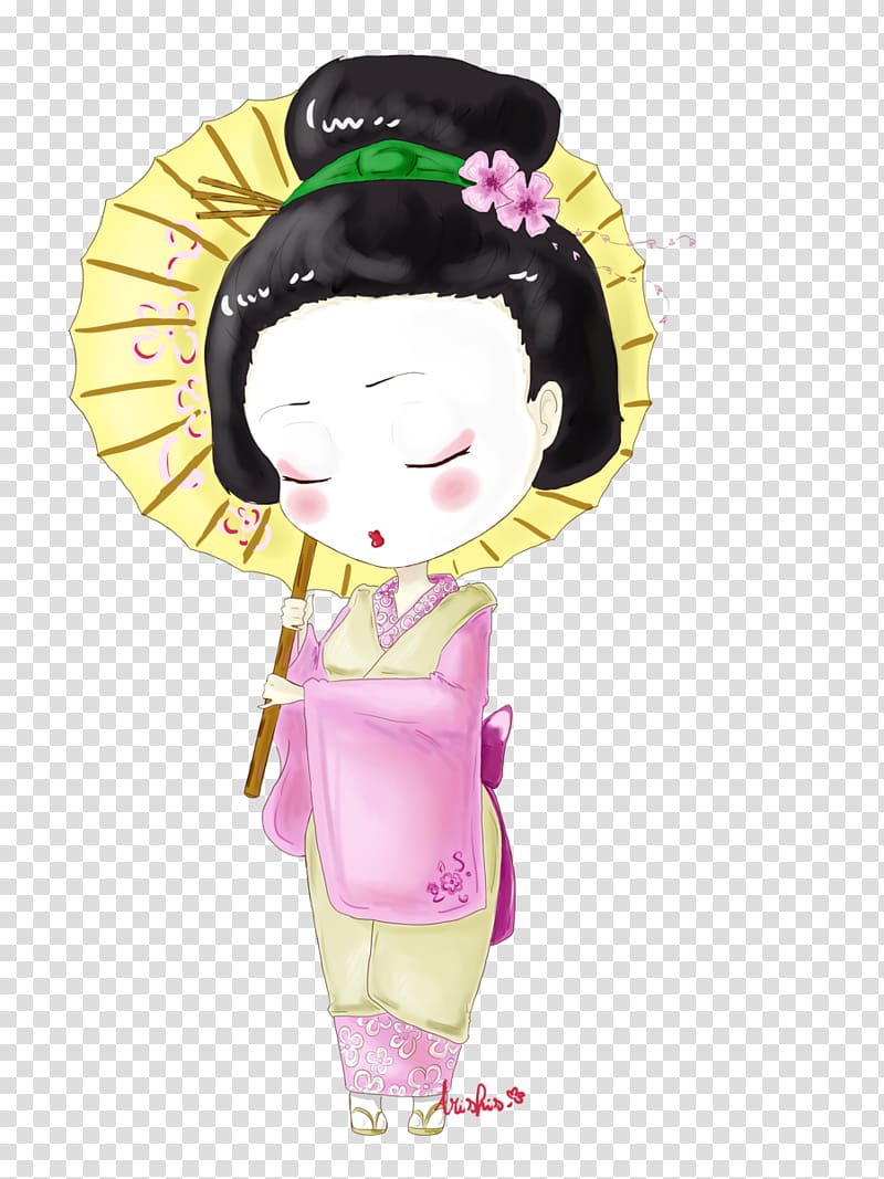 Geisha Drawing Chibi Woman, geisha transparent background PNG clipart