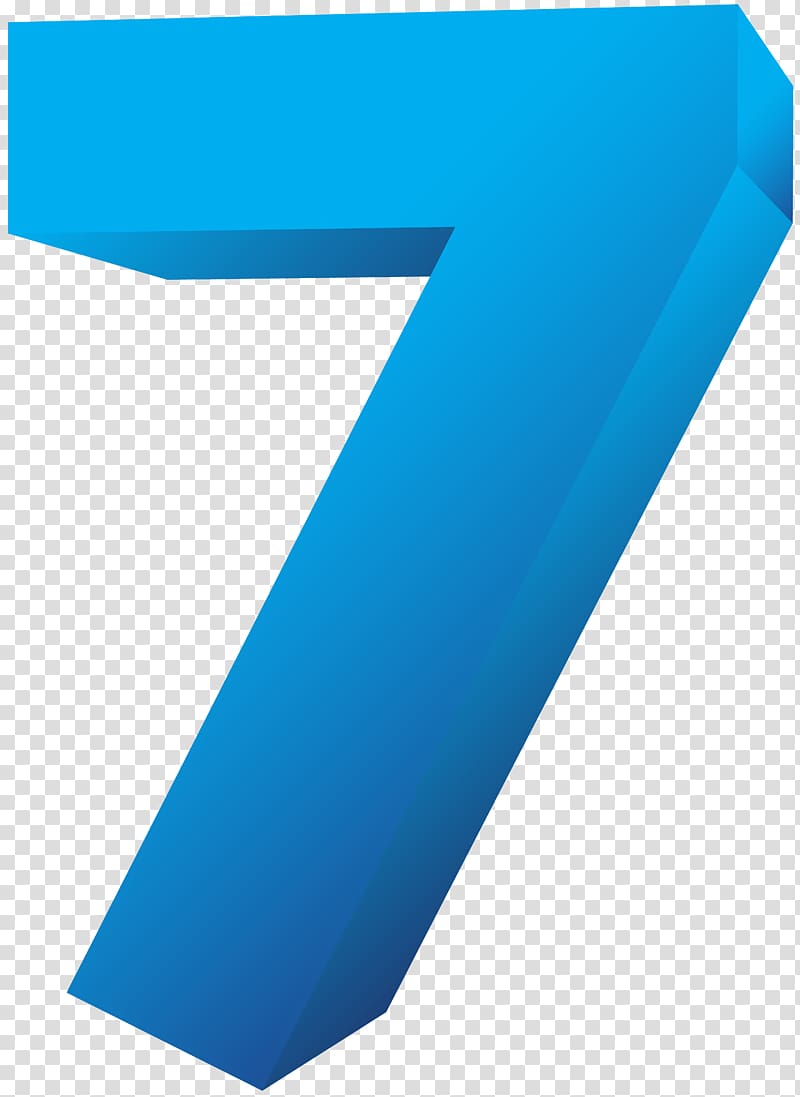 number 7 illustration, Cartoon Numerical digit Typeface, Blue Number Seven transparent background PNG clipart