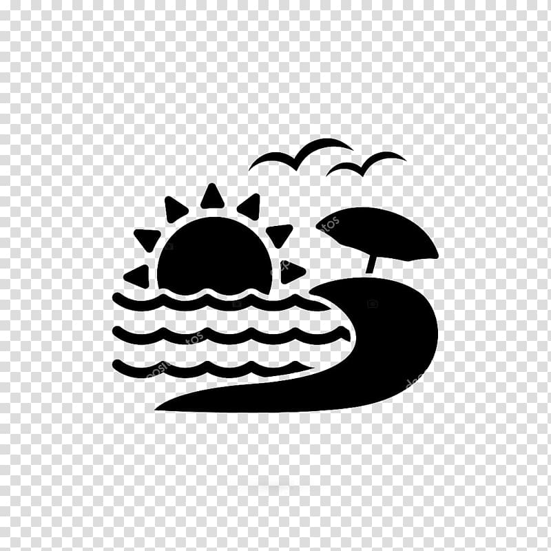 black sun illustration, Beach Pictogram Hotel Vacation Sea, beach umbrella transparent background PNG clipart