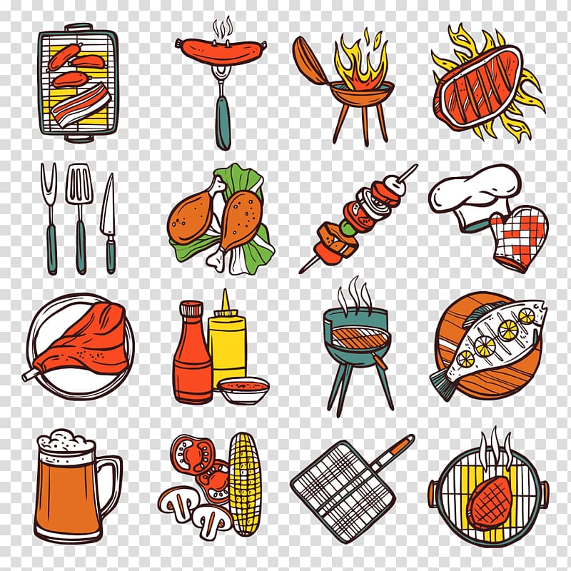 Hot dog Hamburger Barbecue Fast food Beefsteak, Grill element transparent background PNG clipart