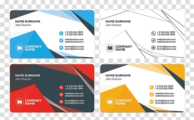 four assorted business cards, Business card Logo Flat design, Fashion Business Card transparent background PNG clipart