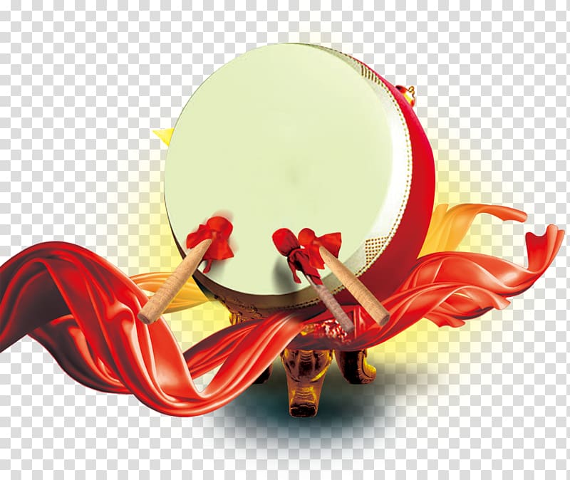 Drum Computer file, Chinese drum poster element transparent background PNG clipart
