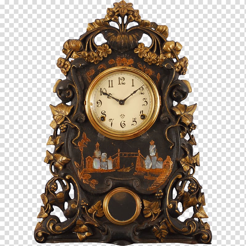 Mantel clock Antique Fireplace mantel Bracket clock, antique transparent background PNG clipart