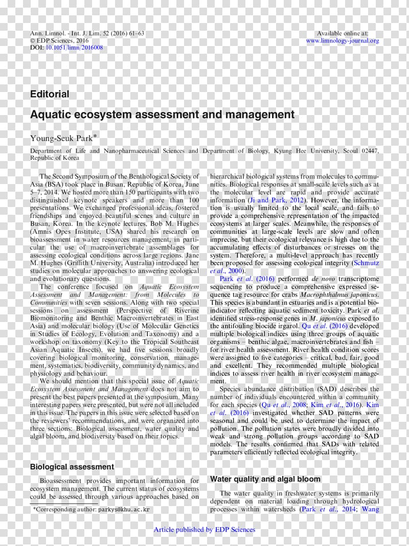 Aquatic ecosystem Scientific journal Article Research, natural environment transparent background PNG clipart