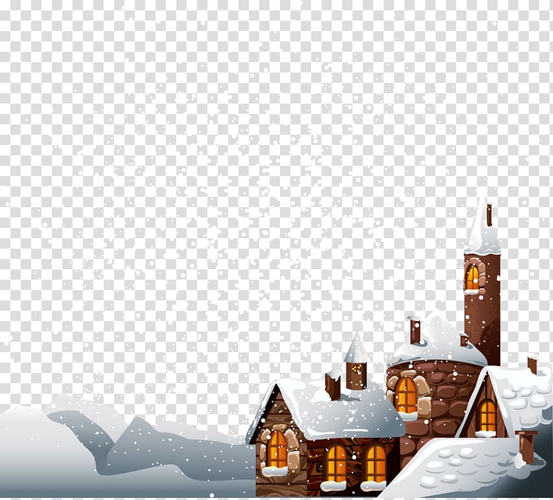 Snow Winter, Cartoon Christmas snow house transparent background PNG clipart