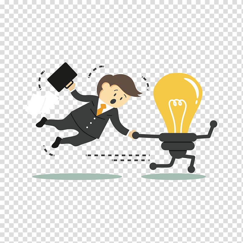 man holding bulb robot illustration, Career Innovation Business Entrepreneurship, business people and light bulb transparent background PNG clipart