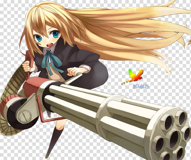 Gatling gun Anime Weapon Machine gun, Anime transparent background PNG clipart