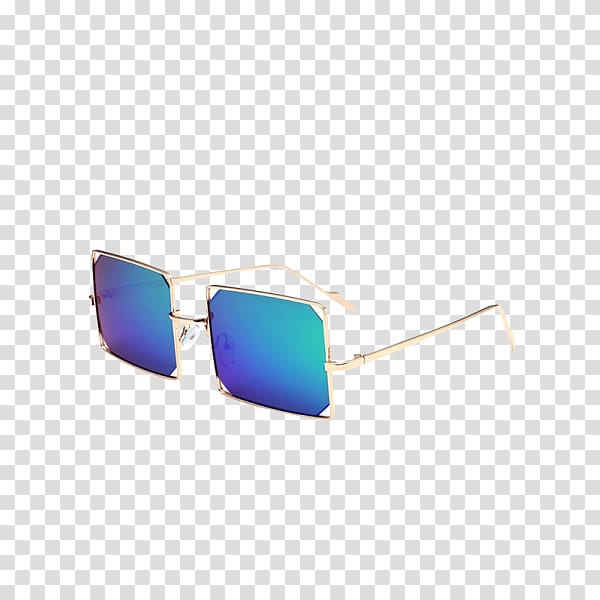 Sunglasses Goggles Turquoise, hollowed out railing style transparent background PNG clipart