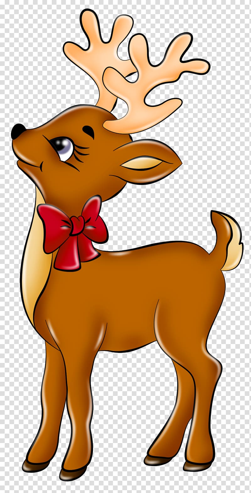 Rudolph Santa Claus's reindeer , Cute Reindeer , deer with red bow transparent background PNG clipart