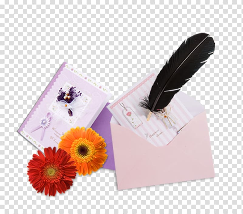 Paper Envelope Pen Feather, Feather and envelopes transparent background PNG clipart