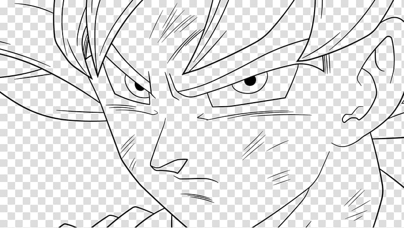 Line art Goku Drawing Dragon Ball Super Saiyan, goku, white, face