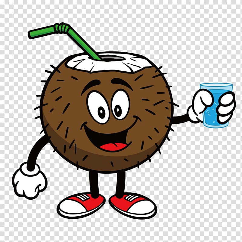 Juice Coconut water Drink, Cartoon coconut transparent background PNG clipart