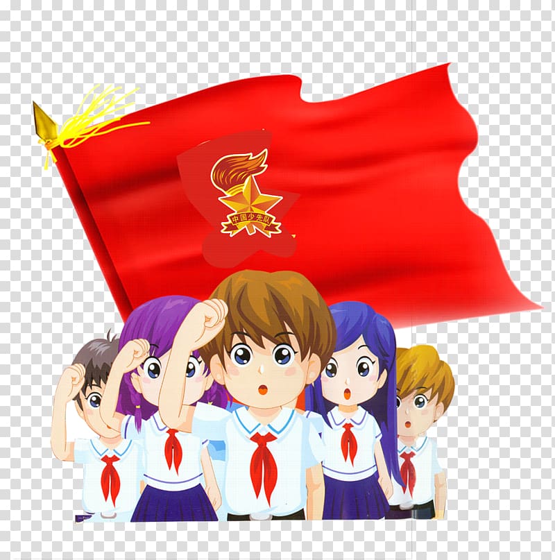 Young Pioneers of China Pioneer movement Red scarf, Red flag to salute transparent background PNG clipart