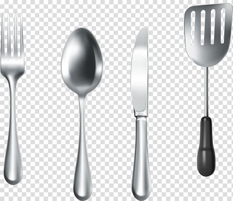 Knife Fork Spoon, Simple silver knife and fork transparent background PNG clipart