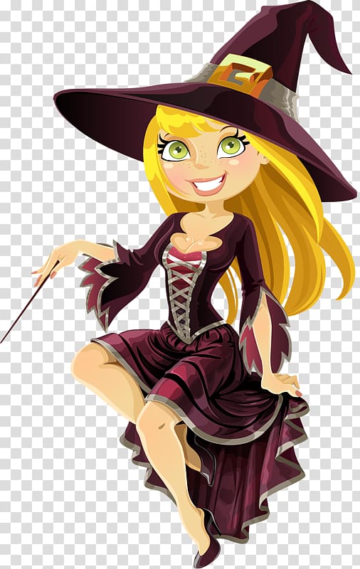 female character wearing purple costume, 4 Pics 1 Word Witchcraft Witches Sabbath , Magic wand witch transparent background PNG clipart