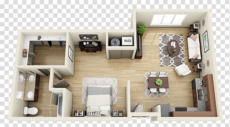 Floor plan Studio apartment House Bedroom, living room Top View transparent background PNG clipart