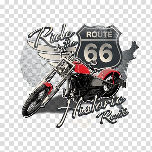 U.S. Route 66 Motorcycle Bicycle Harley-Davidson T-shirt, motorcycle transparent background PNG clipart