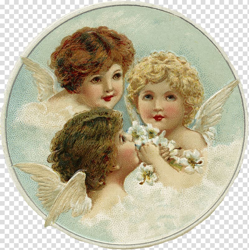 Cherub Angel Christmas card, Vintage Christmas transparent background PNG clipart
